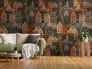 Wall Mural Blue Orange Urban Houses Village 39182-1 1