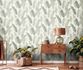 Non-woven Wallpaper white green Texture palm leaves 39218-4 1