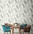 Non-woven Wallpaper white green Texture palm leaves 39218-4 5