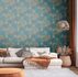 Non-woven Wallpaper blue green leaves pattern 39222-1 6