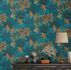 Non-woven Wallpaper blue green leaves pattern 39222-1 2