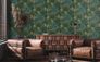 Non-woven Wallpaper green yellow leaves pattern 39222-4 1