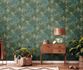 Non-woven Wallpaper green yellow leaves pattern 39222-4 2