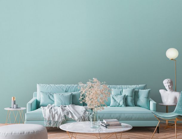 Non-woven Wallpaper Turquoise Textile Texture Plain 39267-2