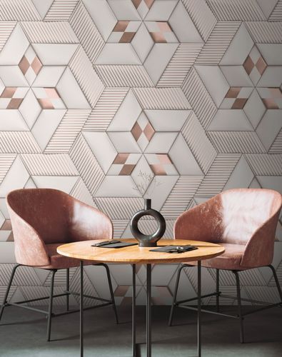 Wall Mural White Copper 3D Effect Abstract Metallic 39178-2