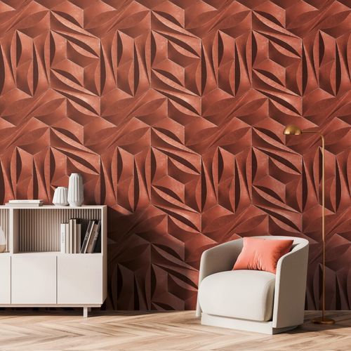 Photo Wallpaper Red White Metallic 3D Effect 39179-3