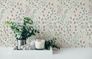 Non-woven wallpaper 38847-1 white pink metallic flowers 1