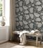 Non-woven wallpaper 39025-3 black cream metallic floral 1