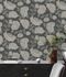 Non-woven wallpaper 39025-3 black cream metallic floral 6