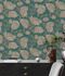 Non-woven wallpaper 39025-4 petrol bronze metallic floral 1