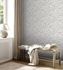Non-woven wallpaper 39028-1 white silver metallic leaves 5