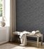 Non-woven wallpaper 39028-4 black grey leaves pattern 1