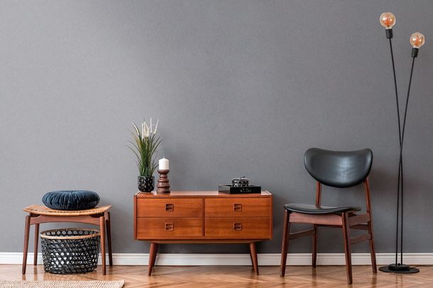Non-woven wallpaper 39030-5 mottled dark grey plain