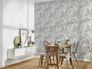 Non-woven wallpaper 39038-2 white silver metallic ferns 1