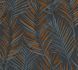 Non-woven wallpaper 39038-6 black orange gloss ferns 2