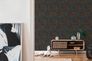 Non-woven wallpaper 39038-6 black orange gloss ferns 6