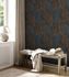Non-woven wallpaper 39038-6 black orange gloss ferns 7