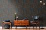 Non-woven wallpaper 39038-6 black orange gloss ferns 8