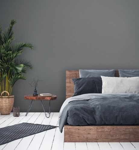 Non-woven wallpaper 39040-1 dark grey linen optics