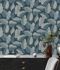 Vliestapete-Blau-Gruen-Weiss-Blattmuster-Antigua-39094-4-63215619 4