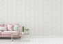 Vliestapete Floral Patchwork Karo Blau Weiß Rosa 39066-1 Wohnzimmer 4