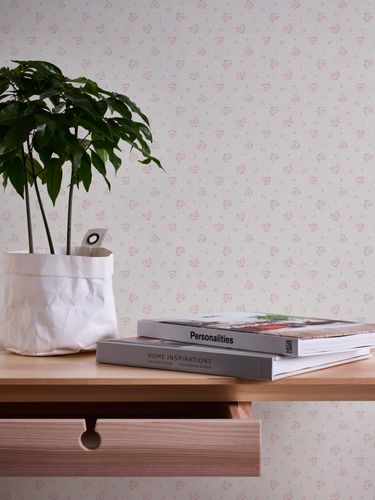 Non-Woven Wallpaper Roses Checked grey Pink White 39067-3
