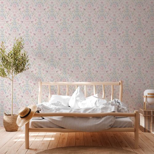 Vliestapete Floral Ornamente Weiß Rosa Blau 39075-3 Schlafzimmer