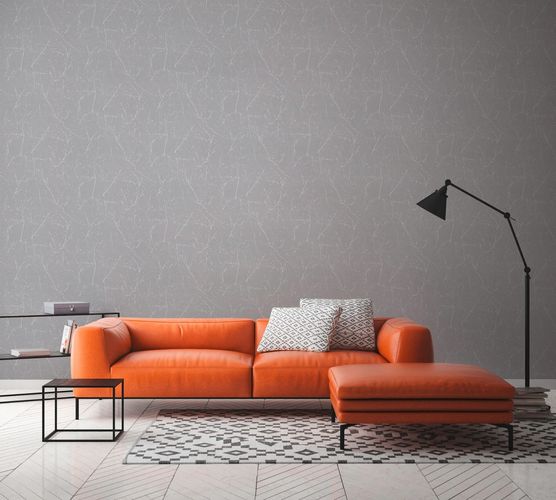 Non-woven wallpaper floral grey white metallic 38504-3