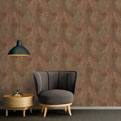Vliestapete Blätter Muster Braun Kupfer Metallic 38919-2 Zimmer