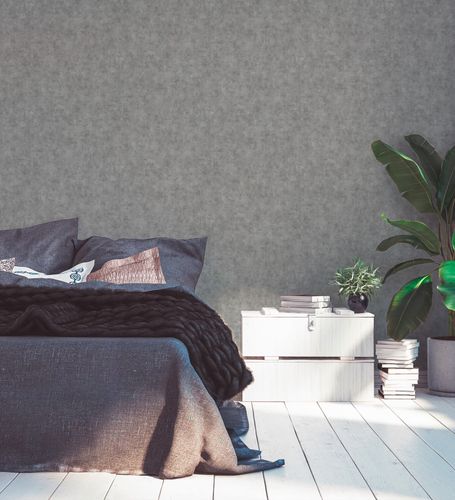 Non-woven wallpaper plaster look plain dark grey 38922-3