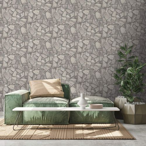 Vliestapete Steinmauer 3D-Optik Grau Dunkelgrau 3893-36 Wohnzimmer