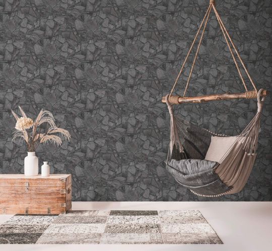 Vliestapete Steinmauer 3D-Optik Anthrazit 3893-67 Terra Raum