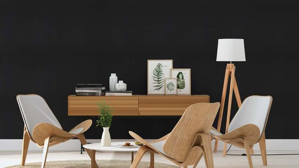 Non-woven wallpaper Rasch 752656 leather texture black