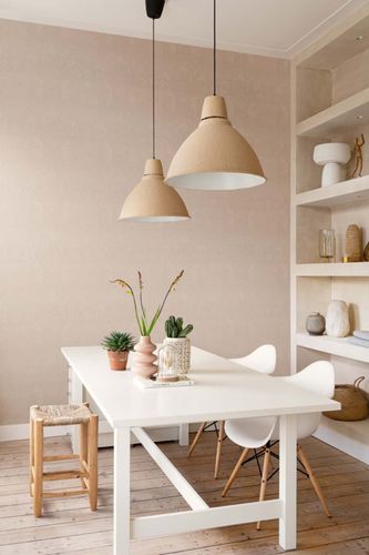 Non-woven wallpaper Rasch 751512 plain beige metallic
