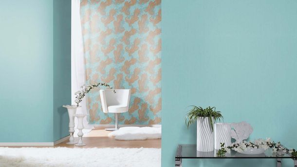 Non-woven wallpaper Rasch 746150 plain texture light blue