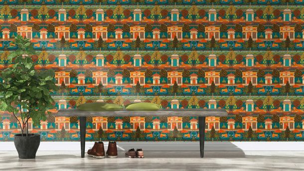 Rasch-Vliestapete-Orientalisch-Tiere-Petrol-Orange-746211-63216014_3