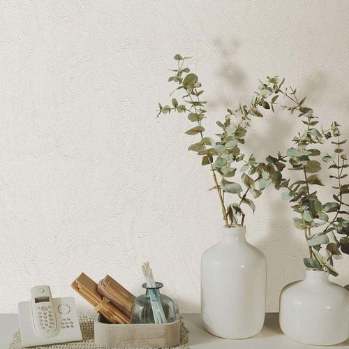 Non-woven wallpaper textured cream glitter 10301-14