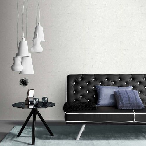 Non-Woven Wallpaper Concrete Look White Silver 10315-01