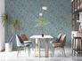 Non-woven wallpaper leaf pattern blue black white 82340 1