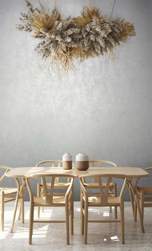 Non-woven wallpaper plaster look white pearl metallic 82374