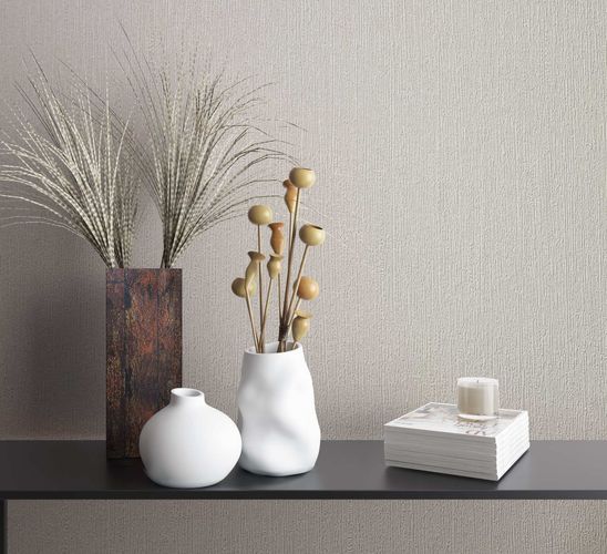 Non-woven wallpaper plain texture light grey 82380