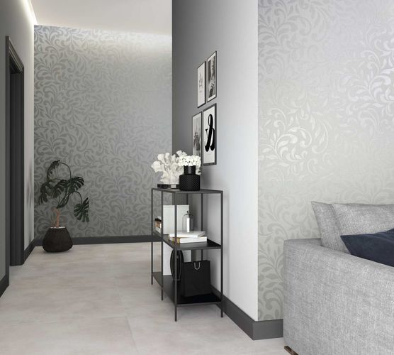 Non-Woven Wallpaper Leaves Cream pearl Metallic 82383
