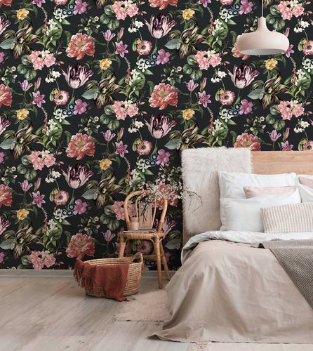 Vliestapete-Floral-Floral-Blaetter-Schwarz-Rosa-Gruen-47460-63216611_2