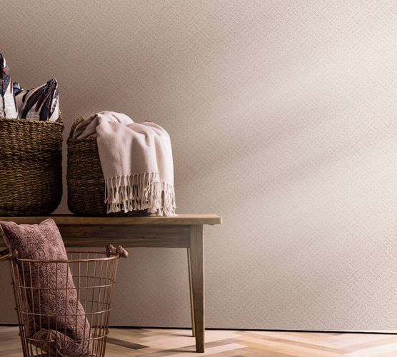 Non-Woven Wallpaper Rattan Woven Pink 47482