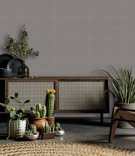 Non-woven wallpaper diamond pattern brown grey 47487