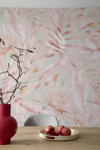 Digitaldruck-Vlies-Blaetter-Tropisch-Rot-Grau-33118-63216706