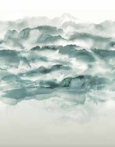 Photo wallpaper Wave Pattern Green Petrol 33154
