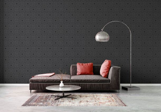 Vliestapete-Floral-Mandala-Schwarz-Silber-Metallic-38968-1-63216909_6