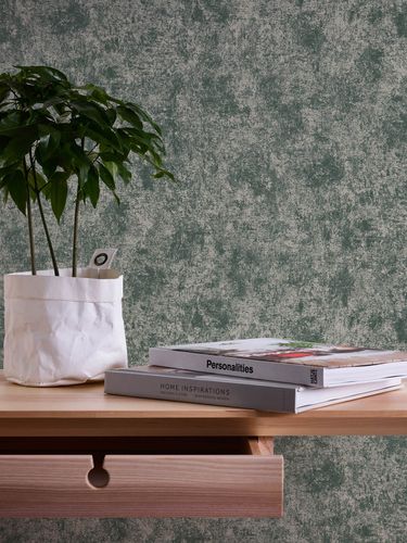 Non-Woven Wallpaper Plaster Look Green Pearl 38970-1