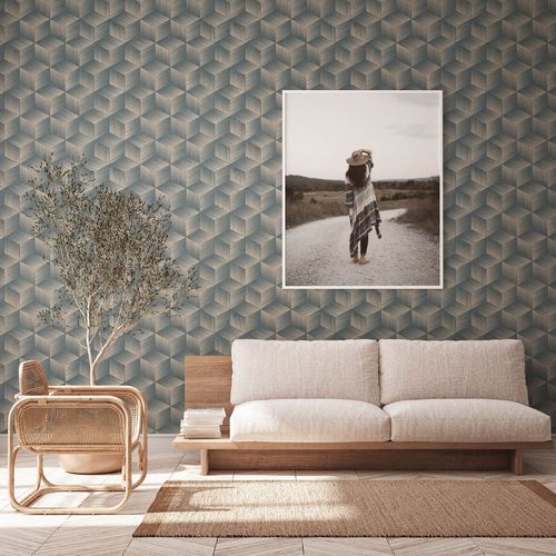 Vliestapete-3D-Optik-Wuerfel-Beige-Blau-Metallic-38506-3-63217009_4